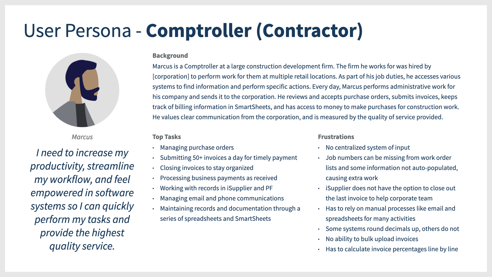 User Persona - Comptroller