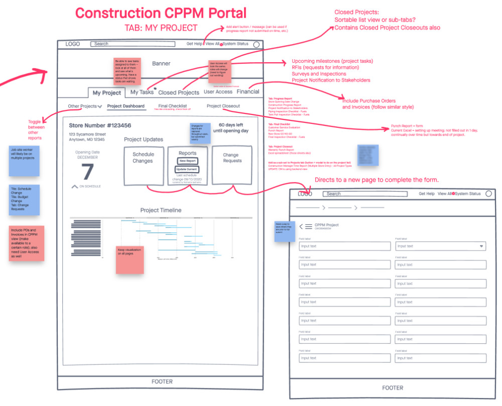 Construction Management Low Fidelity Sketch