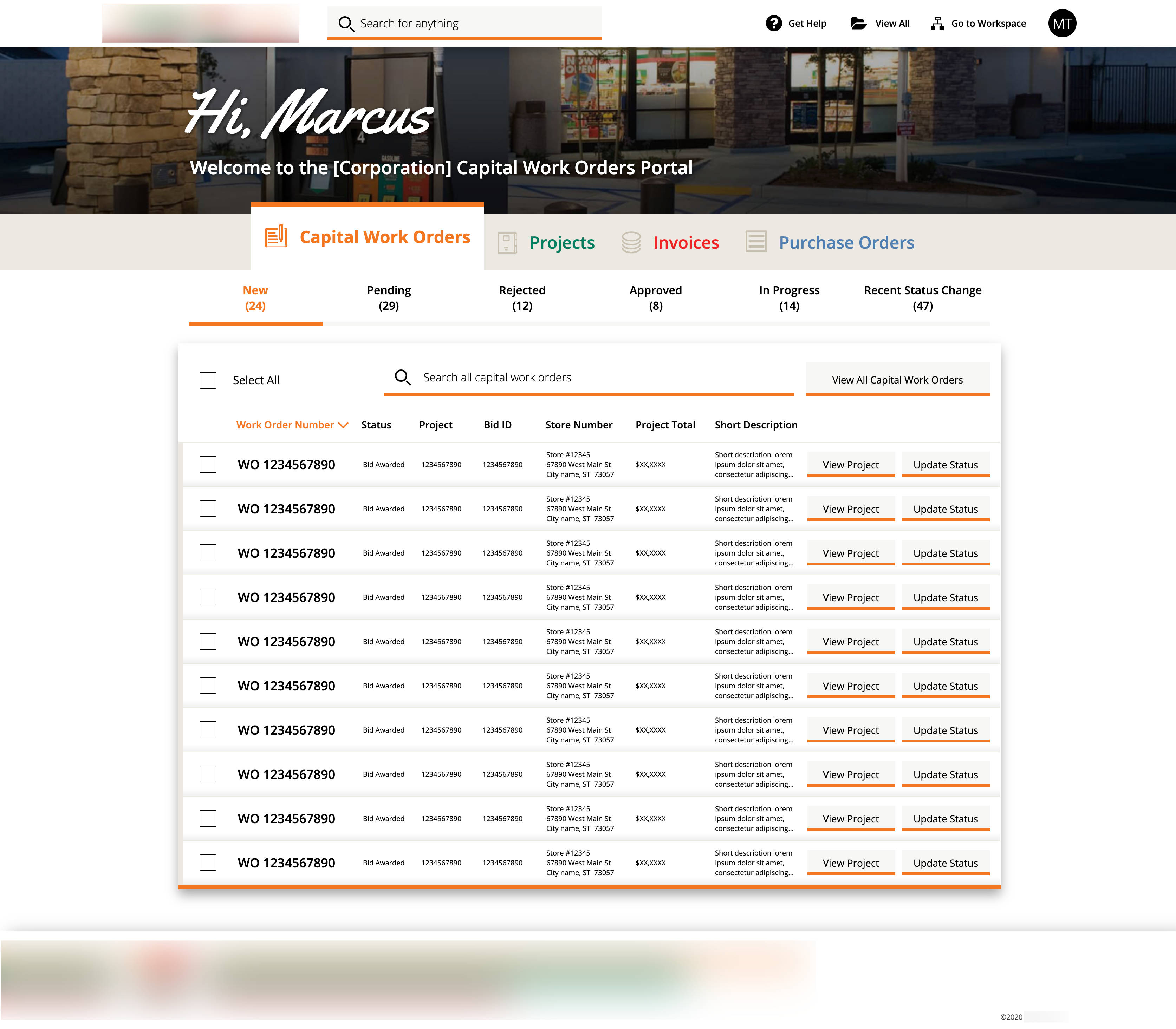 Construction management landing page design