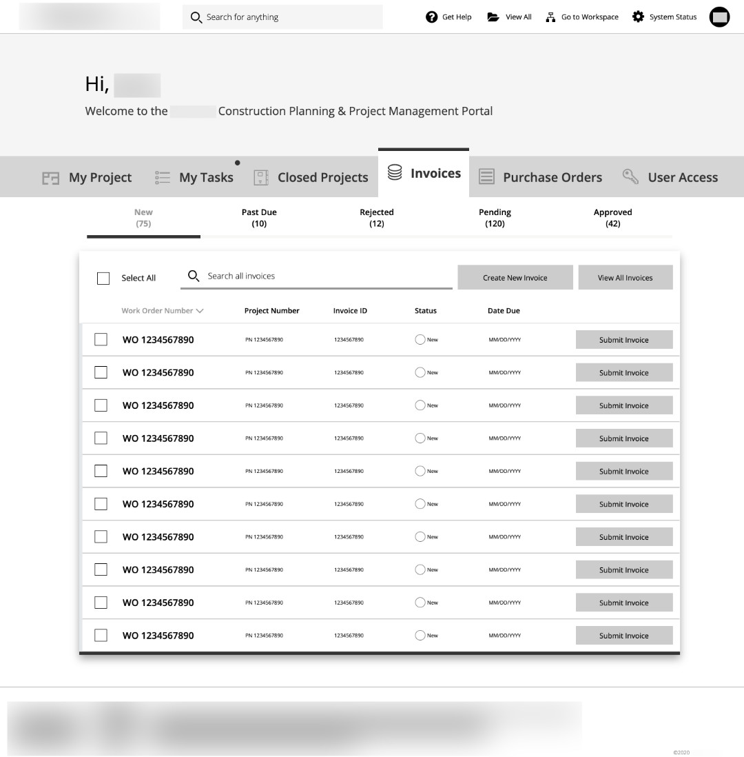 Construction Management Wireframe