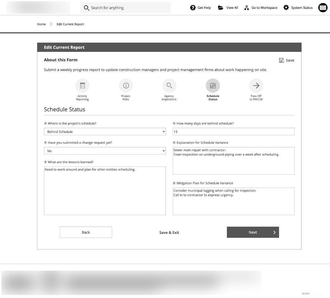 Construction Management Wireframe