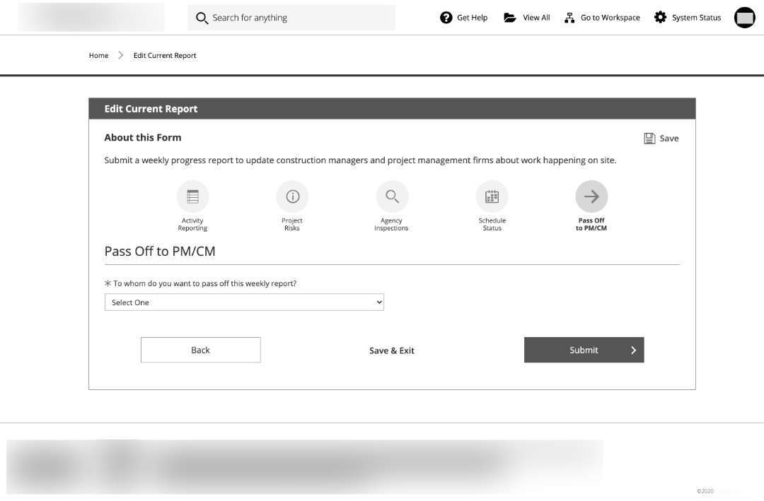 Construction Management Wireframe