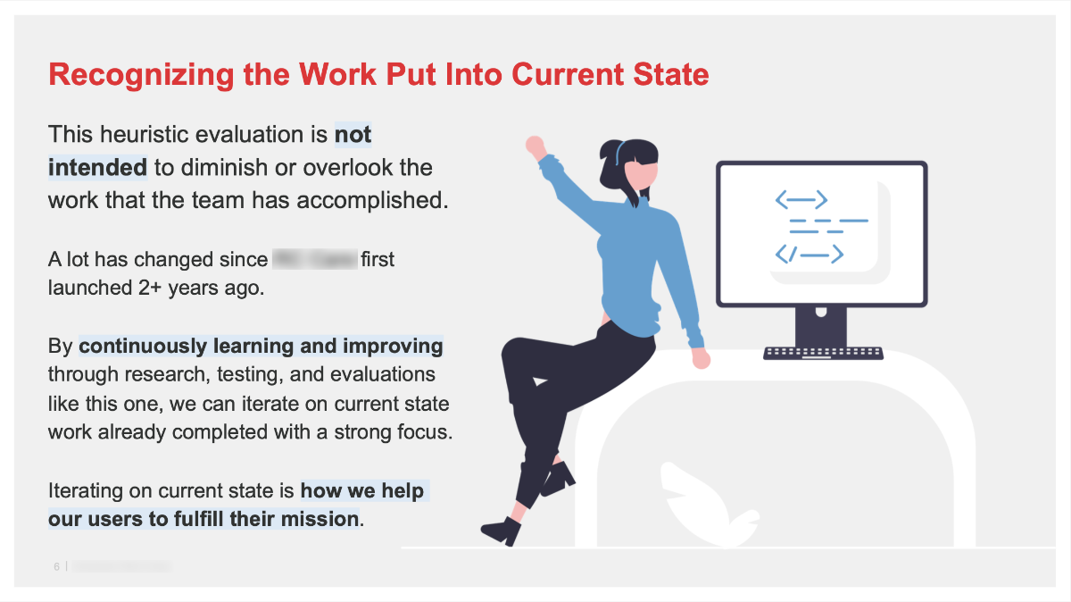 Heuristic evaluation executive summary page