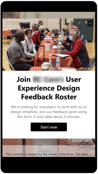 User outreach mobile sign-up form