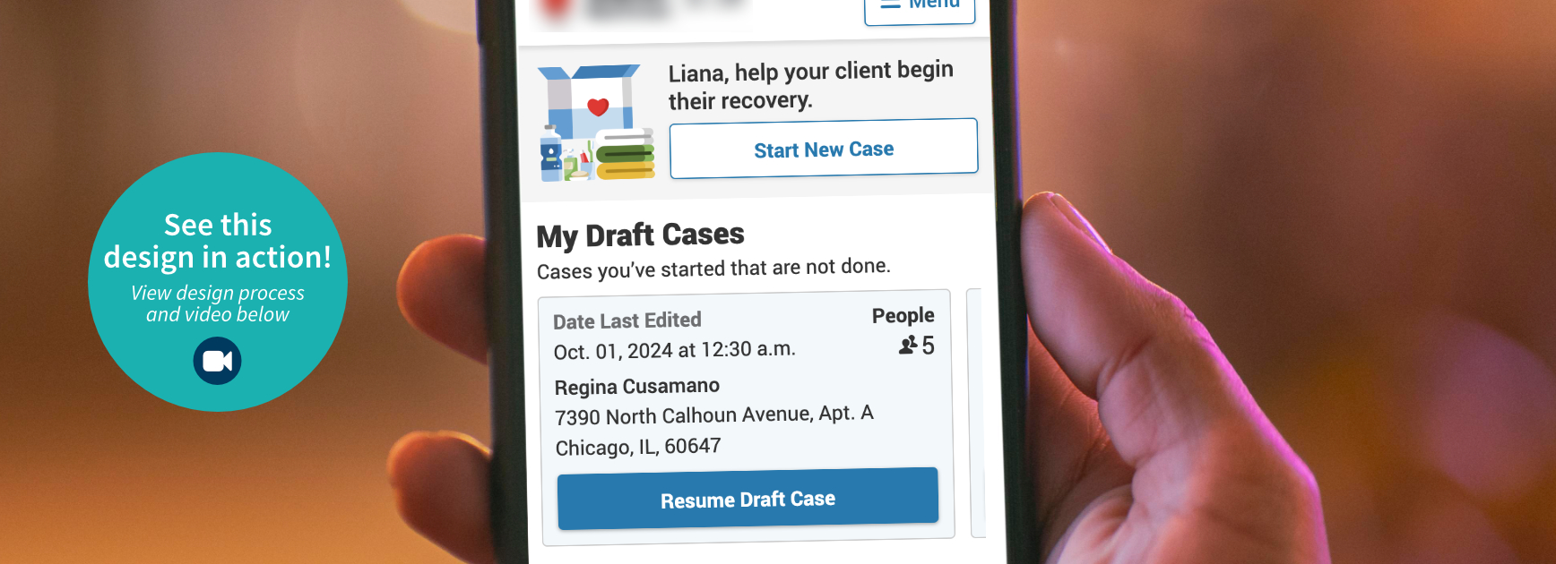 Close up of smartphone with product design application opened