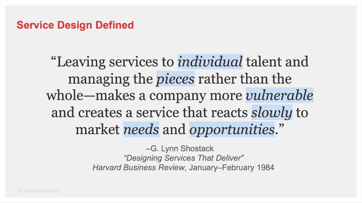 Service Design Defined