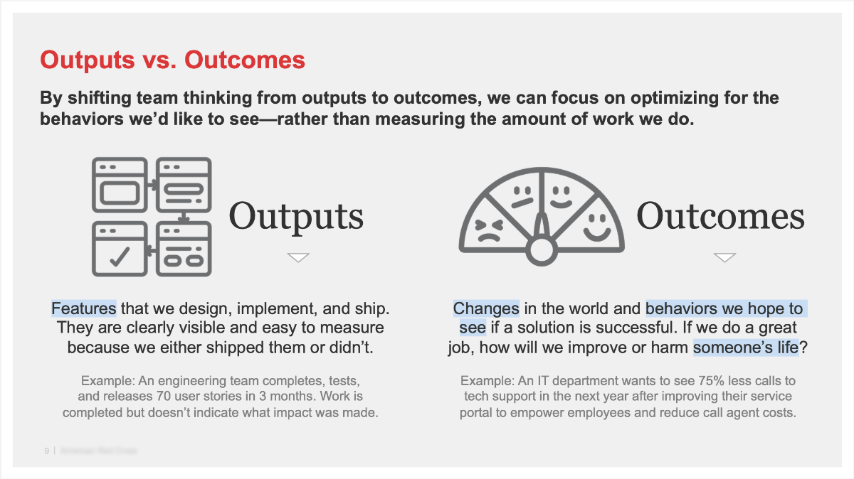 Outputs vs. Outcomes