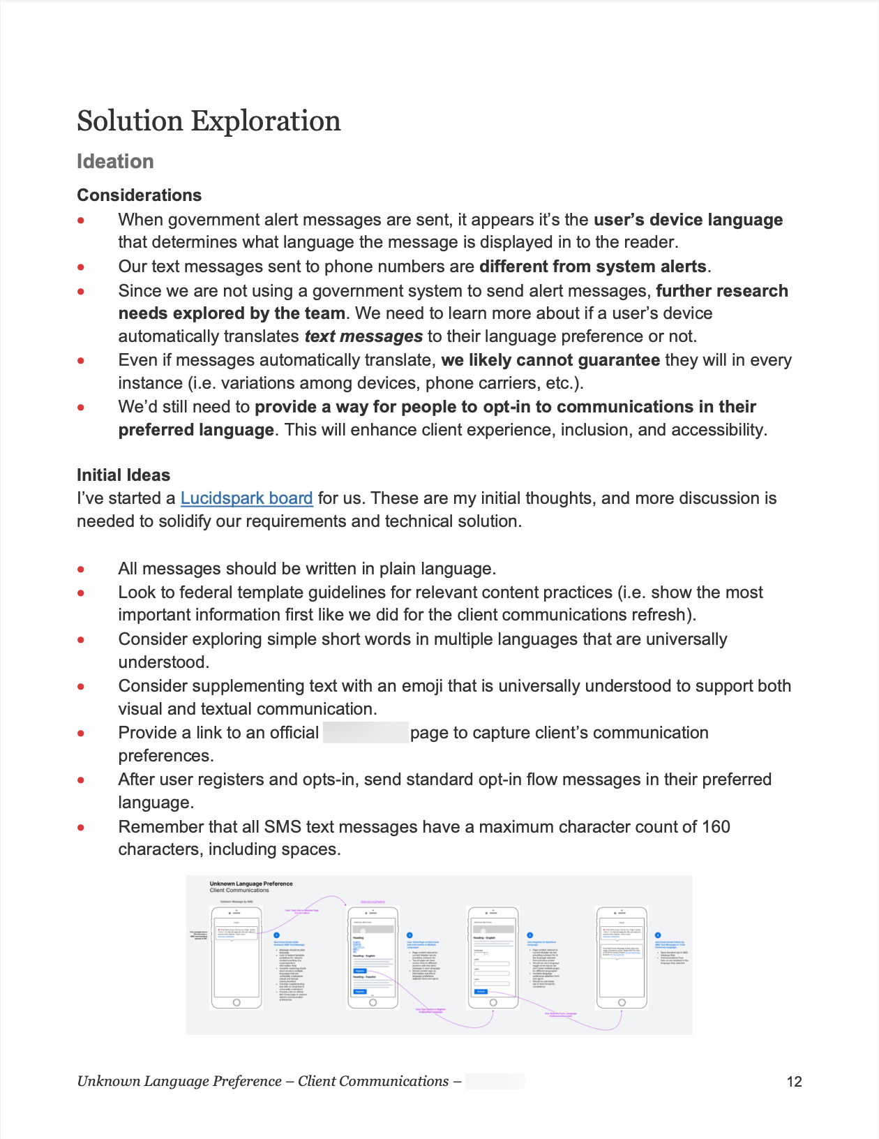 Screenshot of Solution Exploration section in desk research document