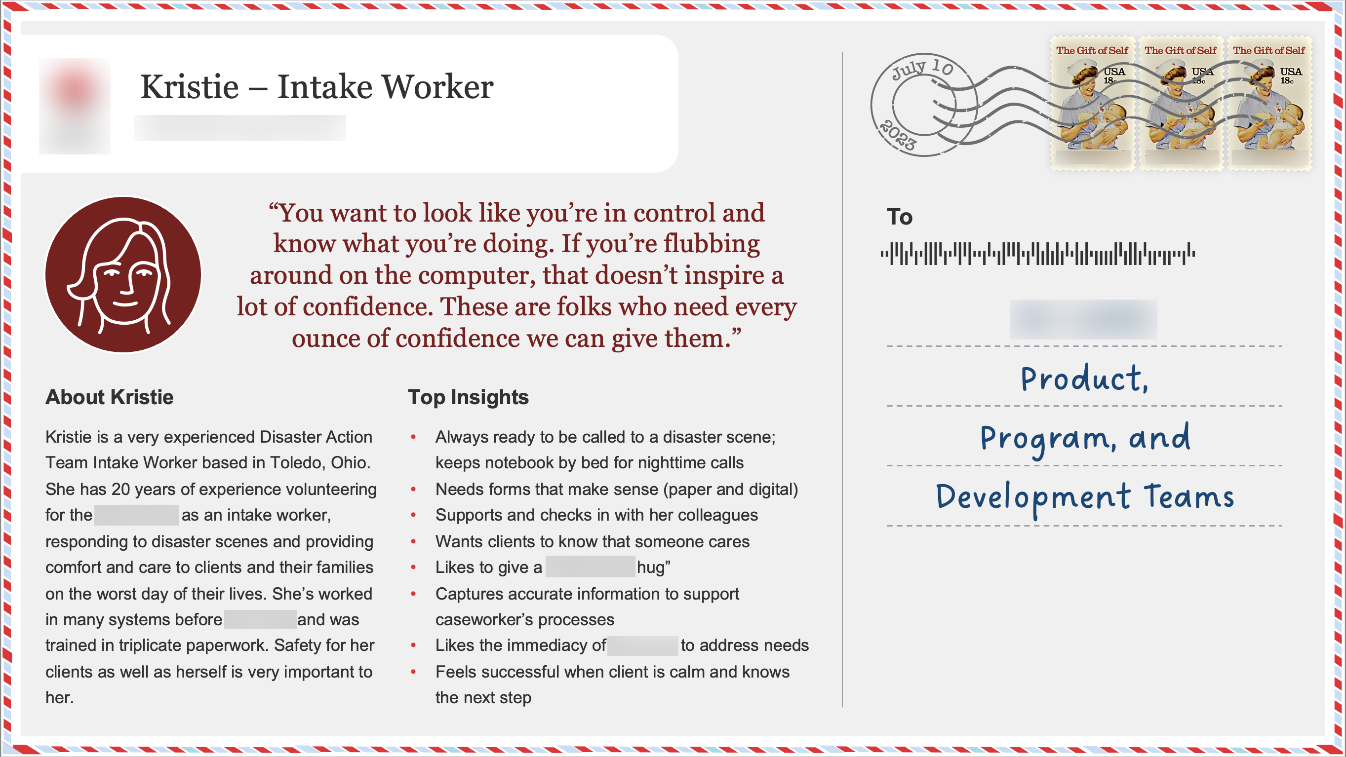 Postcard from an intake worker