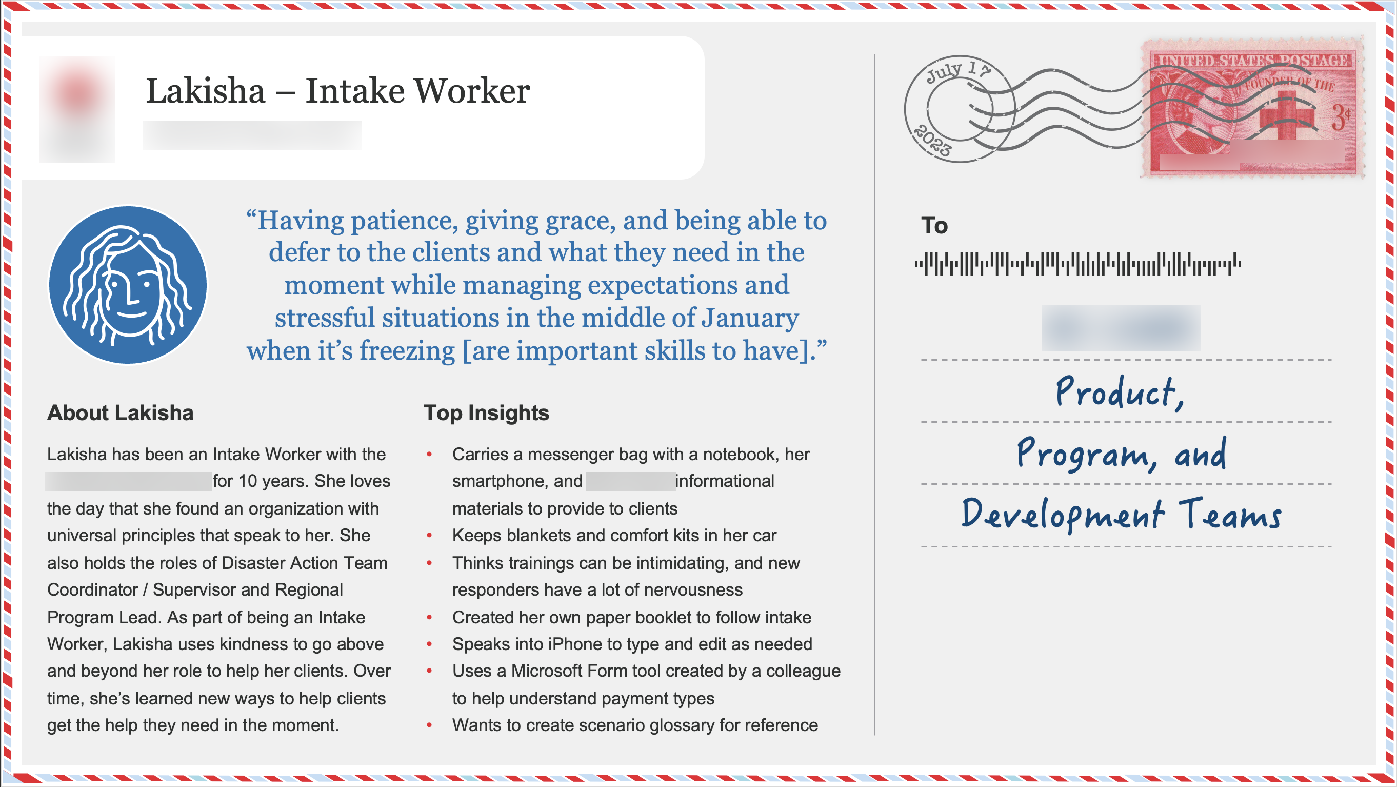 Postcard from an intake worker