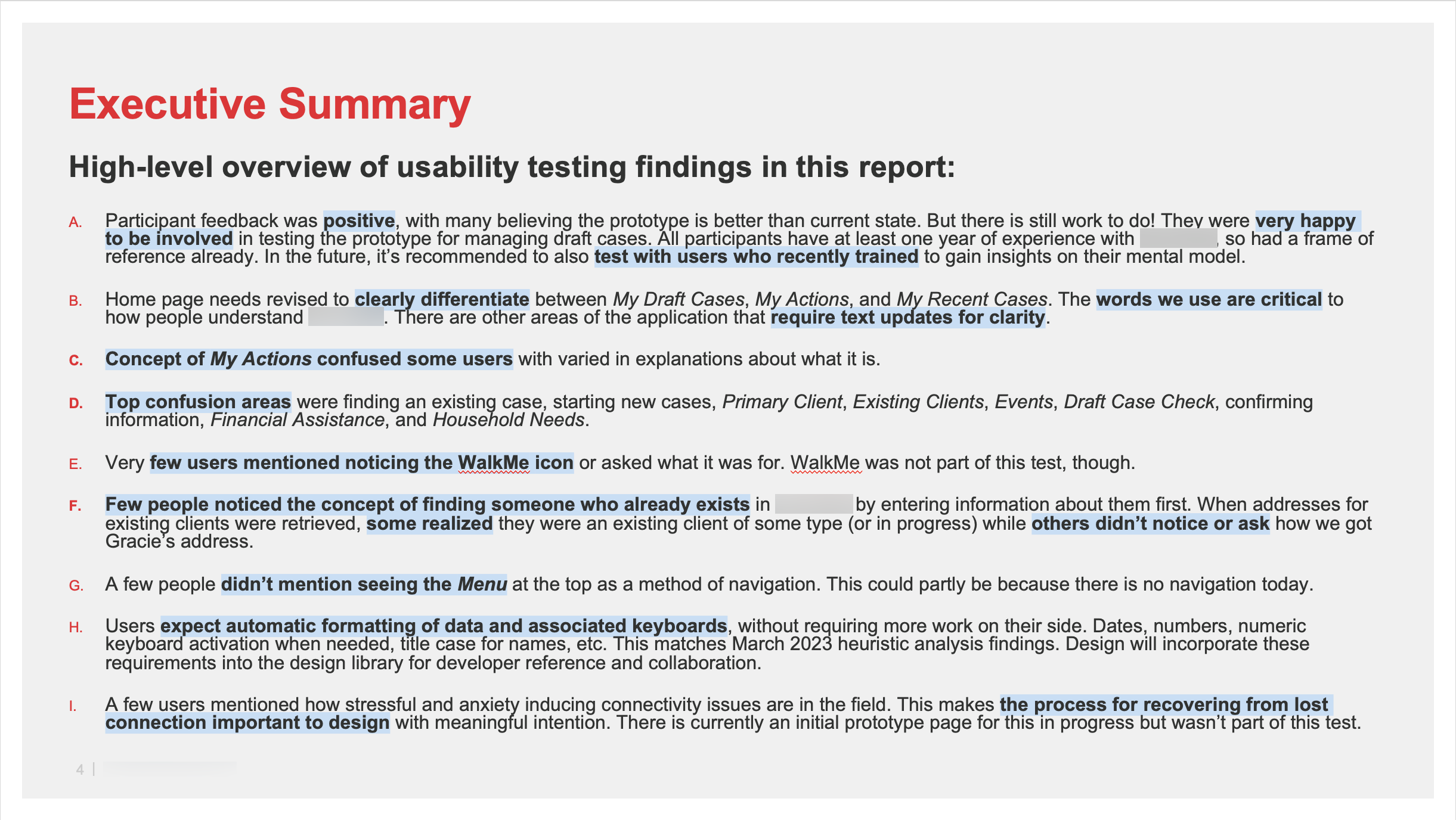 Usability Report Presentation with Executive Summary