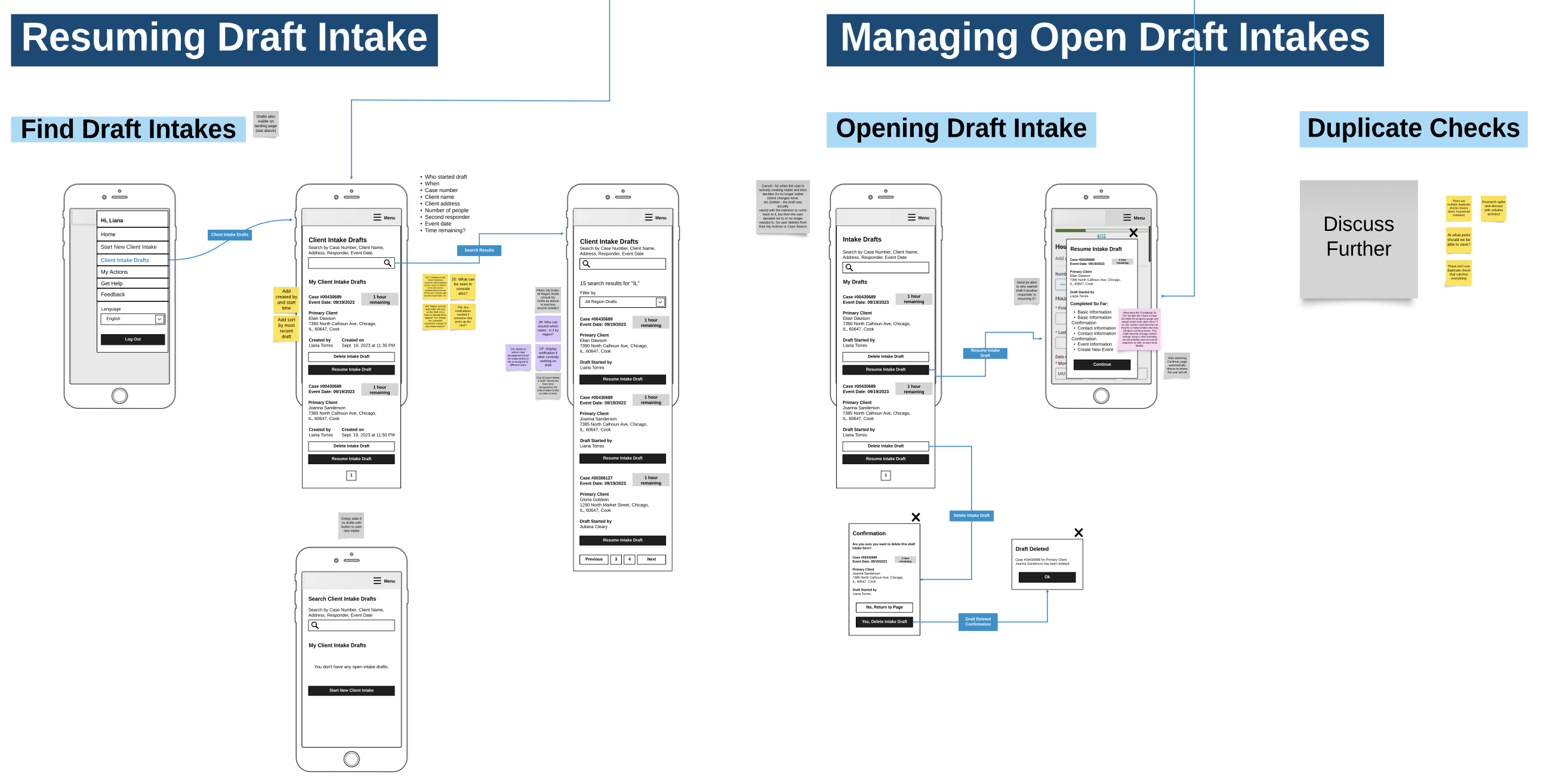 Screenshot of Lucidspark board showing one portion of a wireflow for new product features.