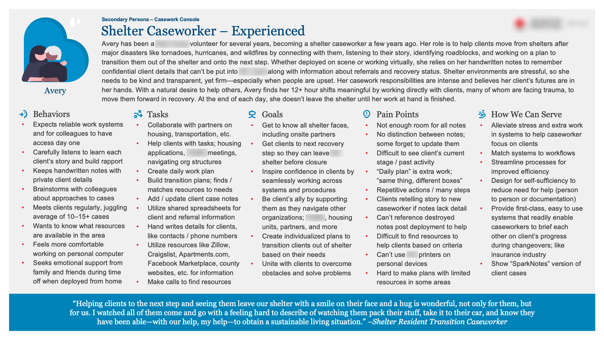 Qualitative Persona - Experienced Shelter Caseworker