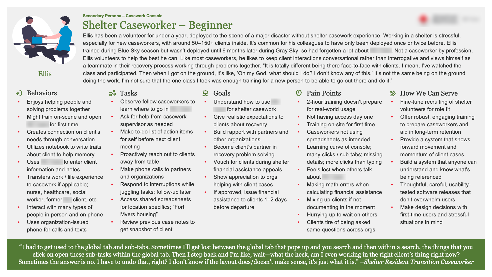 Qualitative Persona - Beginner Shelter Caseworker