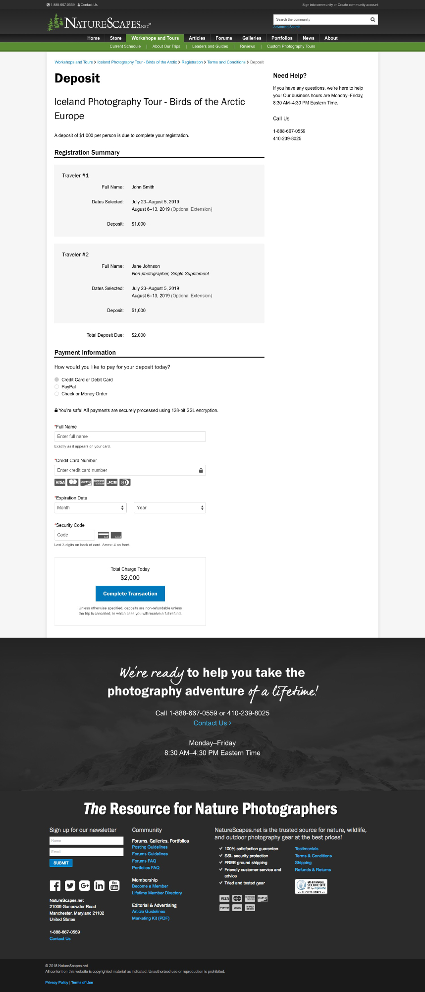 Registration Process - Step 3 Credit Card Input